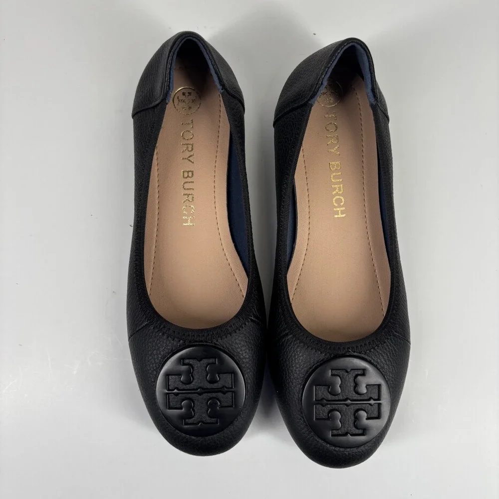 Tory Burch Minnie Women's US 6/36 Perfect Black Leather‎ Travel Ballet Flats